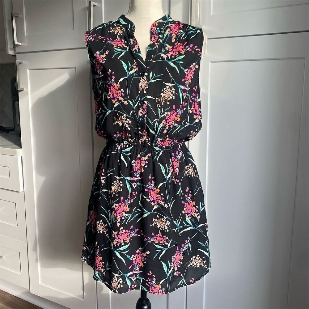Charles Henry Women's Floral Sleeveless Mini Dress Black Casual